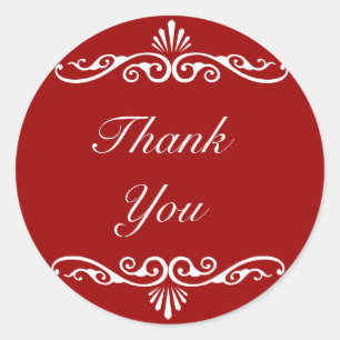 Decorative Thank You Classic Round Sticker