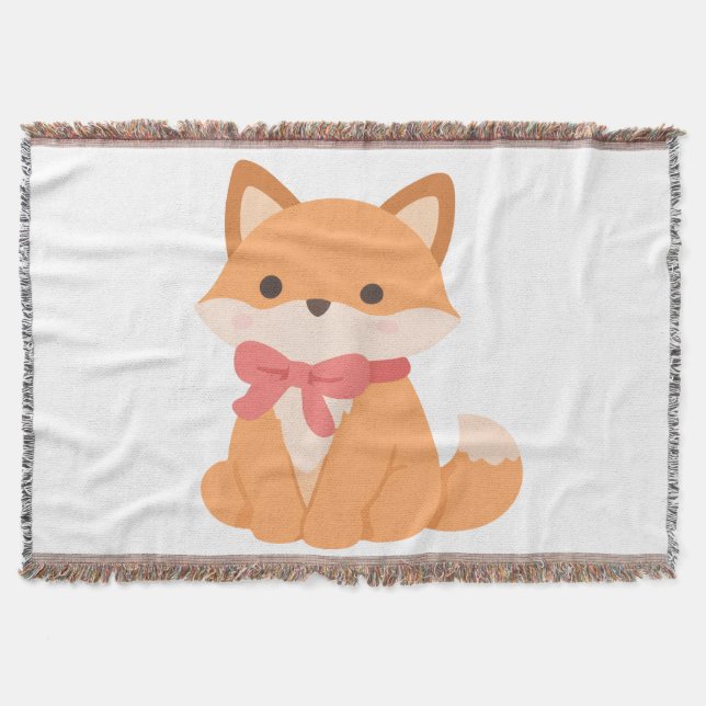 Decorative Throw Blanket with Wolf and Full Moon (Front)