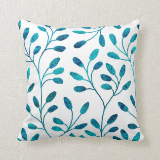 Decorative Throw Pillow | Teal Blue Floral Pattern