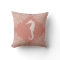 Decorative throw pillow with seahorse and coral
