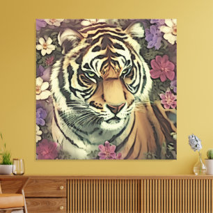 Decorative Tiger Flower Canvas Print