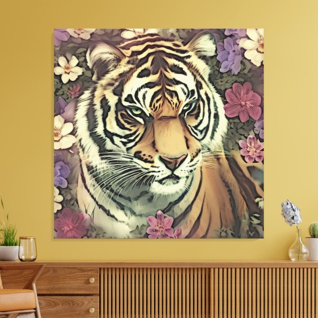 Decorative Tiger Flower Canvas Print (Insitu(LivingRoom))