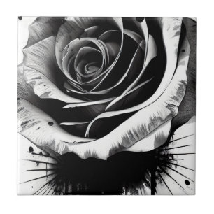 Decorative Tile Black Rose