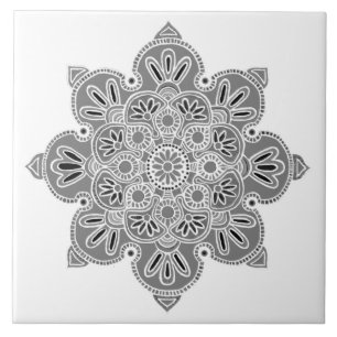 Decorative tile Medallion shades of grey