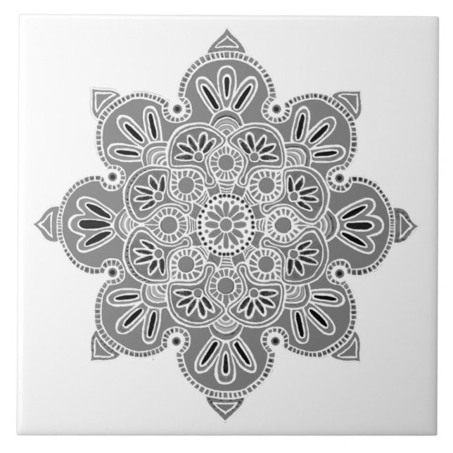 Decorative tile Medallion shades of grey (Front)