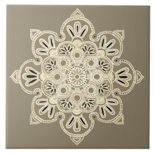 Decorative tile Medallion tan on tan