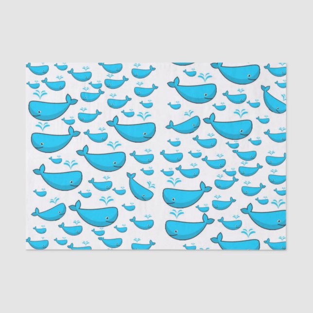 Decorative tissue paper blue whales (Front)