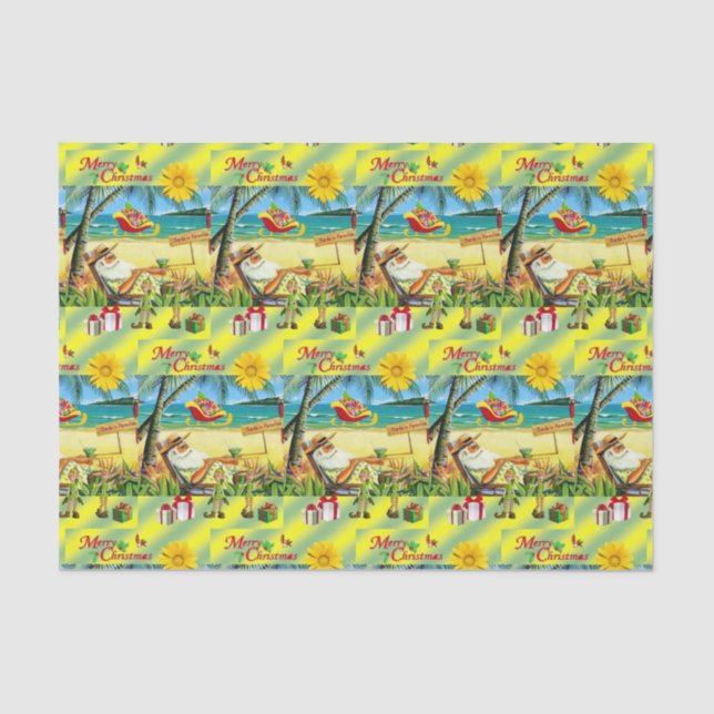 Decorative tissue paper christmas beach bum Santa  (Front)