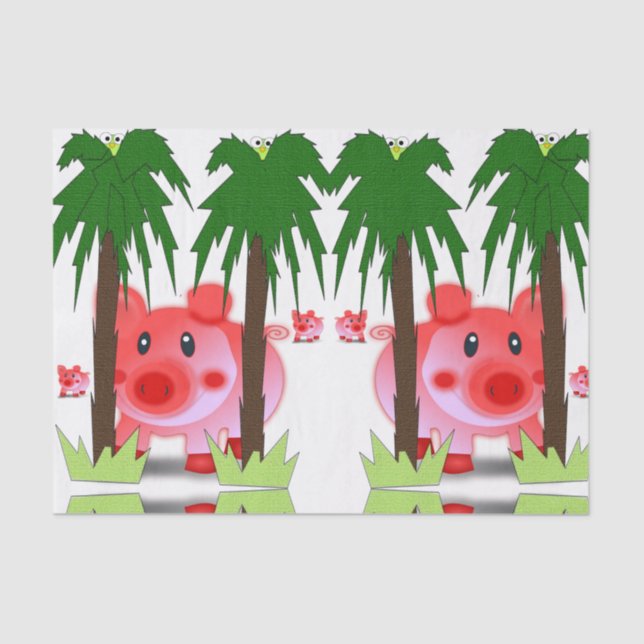 Decorative tissue paper pink pigs (Front)