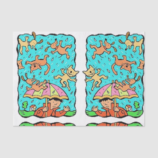 Decorative tissue paper Raining Cats and Dogs (Front)