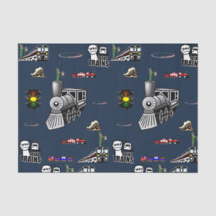 Decorative tissue paper trains