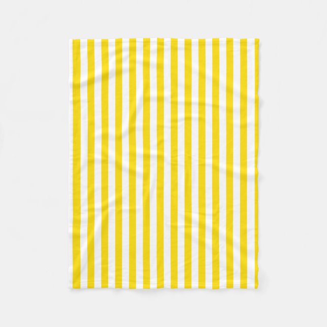 Decorative Trendy Yellow White Stripes Template Fleece Blanket (Front)