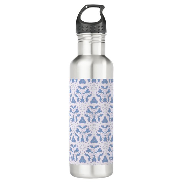 Decorative Triangles Blue White 710 Ml Water Bottle (Front)