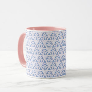 Decorative Triangles Blue White Mug