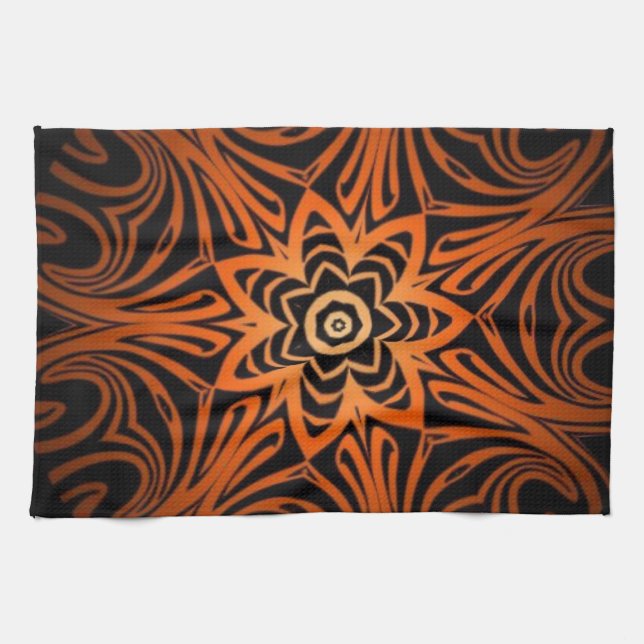 Decorative Two Tone kaleidoscope Tea Towel (Horizontal)