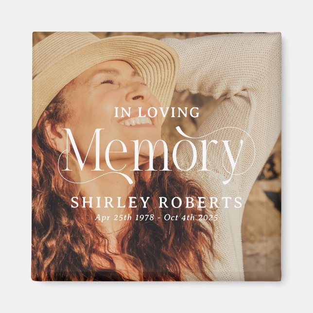 Decorative Typography Photo Sympathy Magnet (Front)