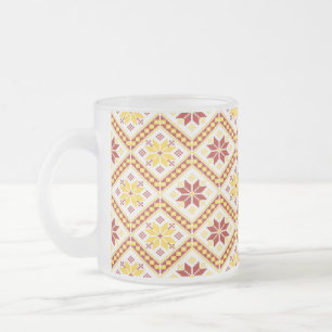 Decorative Ukrainian cross stitch Frosted Glass Coffee Mug