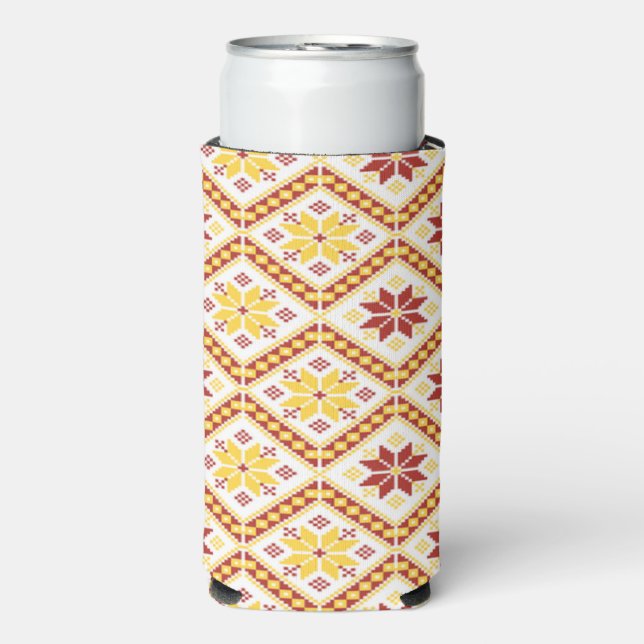 Decorative Ukrainian cross stitch Seltzer Can Cooler (Seltzer Front)