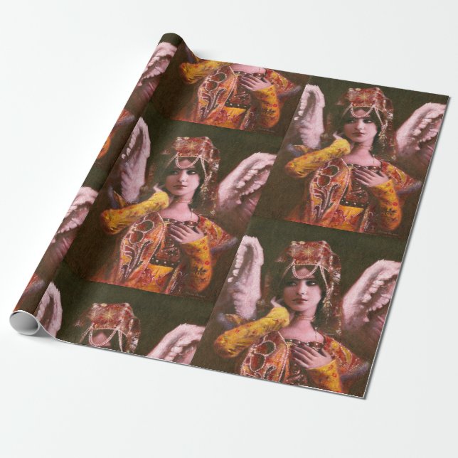 Decorative Vintage Angel Wrapping Paper (Unrolled)
