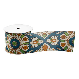 Decorative Vintage Arabic Floral Pattern Satin Ribbon