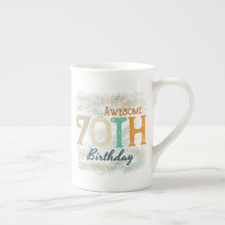 decorative vintage awesome 70th birthday bone china mug