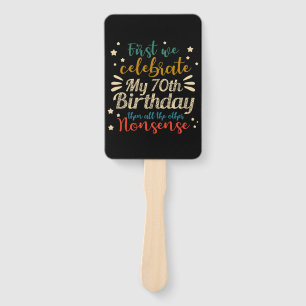 decorative vintage awesome 70th birthday hand fan