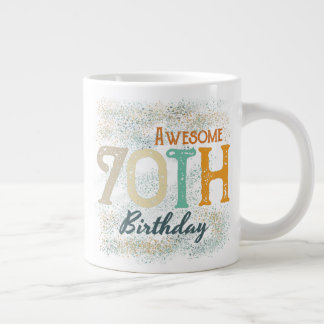 decorative vintage awesome 70th birthday large coffee mug