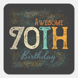 decorative vintage awesome 70th birthday square sticker