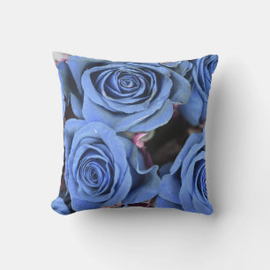 Decorative Vintage Blue Rose Floral Cushion