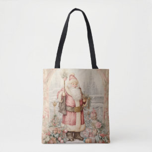 Decorative Vintage Style Elegant Christmas Santa Tote Bag