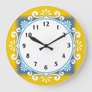 Decorative Wall Clock::Yellow Frame Large Clock