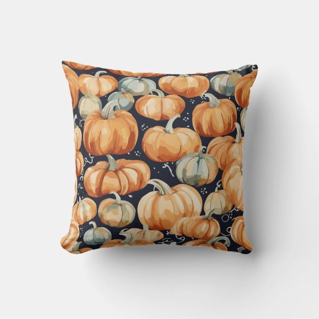 Decorative Watercolor  Pumpkin Themed  Cushion (Front)