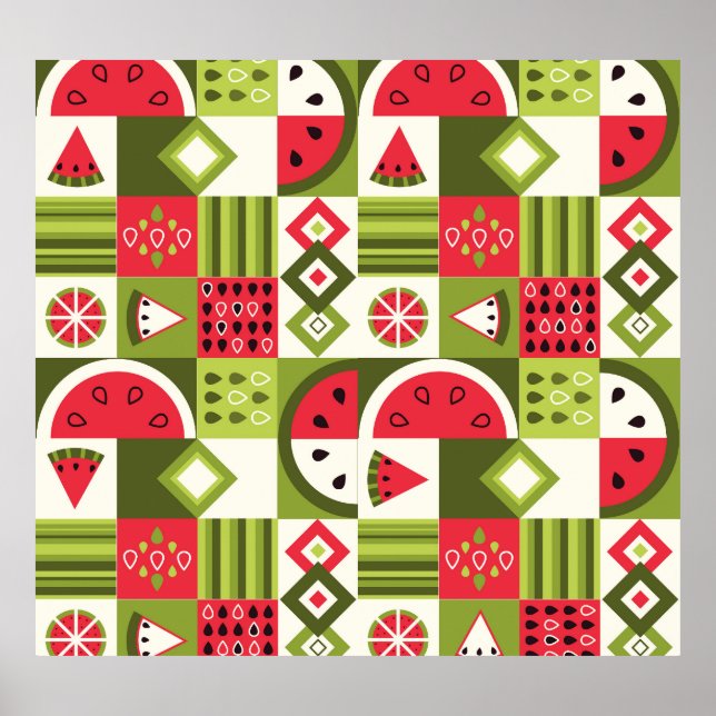 Decorative Watermelon Elements Art Print (Front)