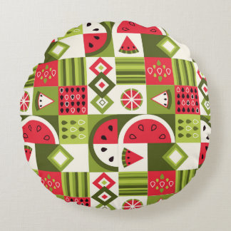 Decorative Watermelon Elements Art Print Round Cushion