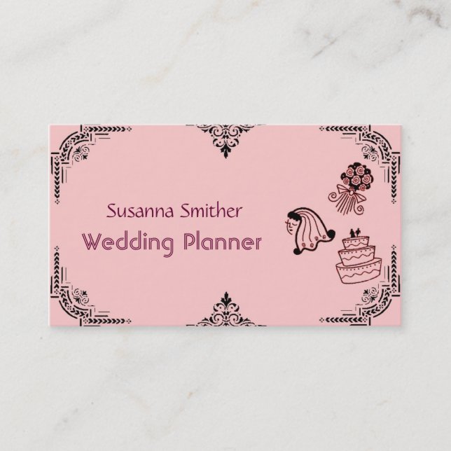 Decorative Wedding Planner Business Card (Front)