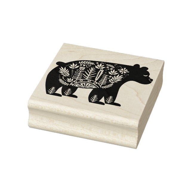 Decorative Whimsical Bear Rubber Stamp (Stamp)