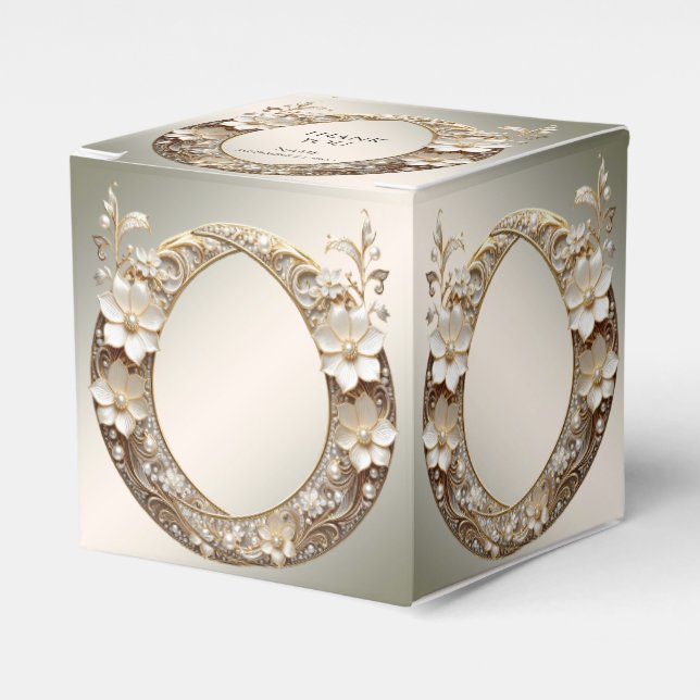 Decorative White Floral Favour Box (Front Side)