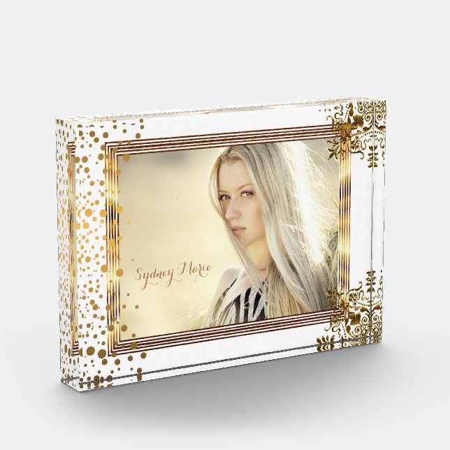 Decorative White & Gold Confetti Dots - DIY Photo (Left)