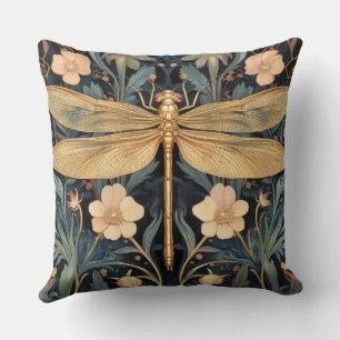 Decorative William Morris Dragonfly Throw Pillow