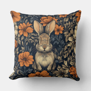 Decorative William Morris Rabbit Throw Pillow
