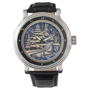 Decorative Winter Scene with Festive Touch Watch