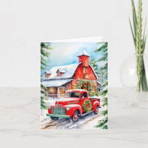 Decorative Wintertime Farmhouse Merry Christmas Holiday Card