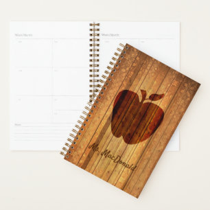 Decorative Wood with Apple Teachers Daily Planner