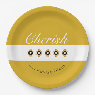 Decorative Yellow and Grey Paper Plate