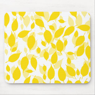 Decorative yellow floral pattern mouse mat
