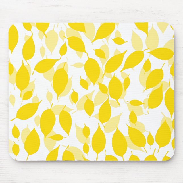 Decorative yellow floral pattern mouse mat (Front)