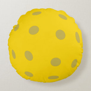 Decorative Yellow Pickleball Gift Round Cushion