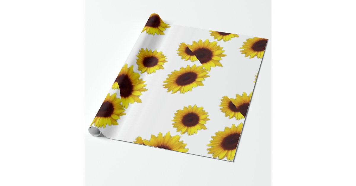 DECORATIVE YELLOW SUNFLOWERS WRAPPING PAPER Zazzle.co.uk
