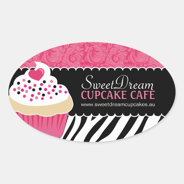 Decorative Zebra Print Cupcake Jar Stickers (Front)