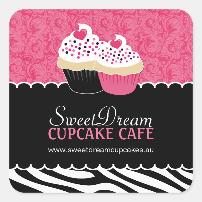 Decorative Zebra Print Cupcake Jar Stickers (Front)
